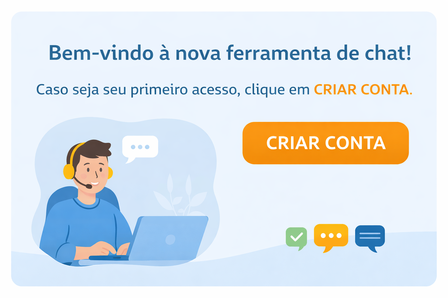 Boas-vindas — Criar conta